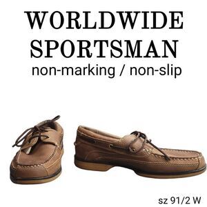 Worldwide Sportsman  Brown Leather Anchor II Boat Shoes Loafers